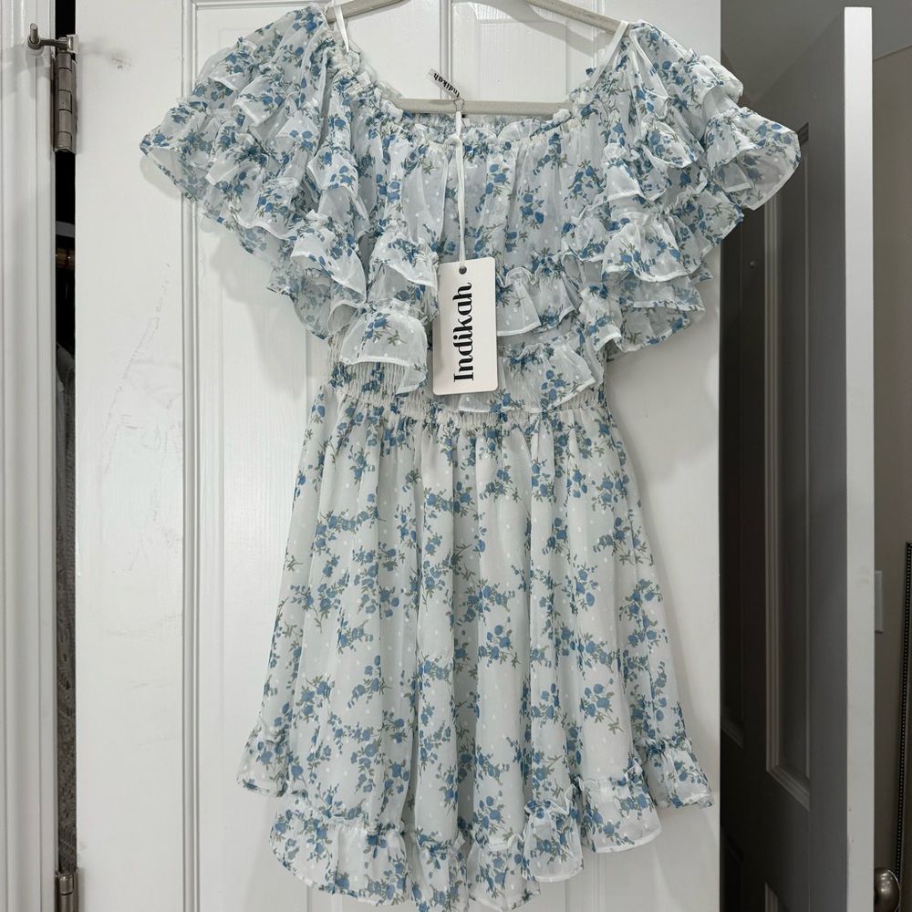 Short floral off shoulder dress
